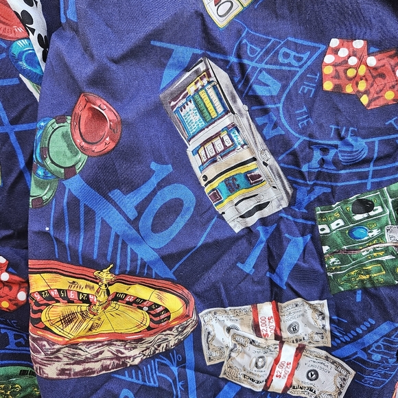 Hilo Hattie Mens 4XL Button Front Hawaiian Aloha Shirt Vegas Casino Theme Blue - Picture 10 of 11